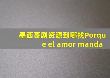墨西哥剧资源到哪找Porque el amor manda
